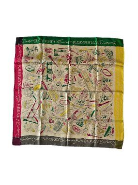 Burberry London Landmarks Tourist Map Silk Scarf 35" Square – NWOT